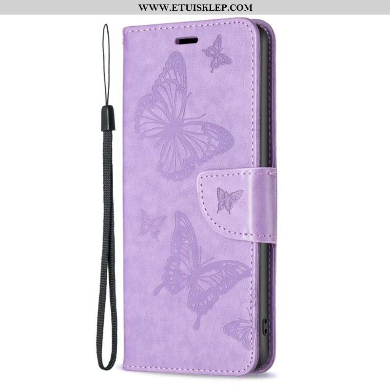 Etui Folio do Xiaomi 13 Pro z Łańcuch Paski Z Nadrukiem Motyli